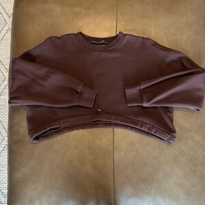 Zara Cropped Brown Crewneck